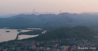 杭州城区西湖全景风光航拍